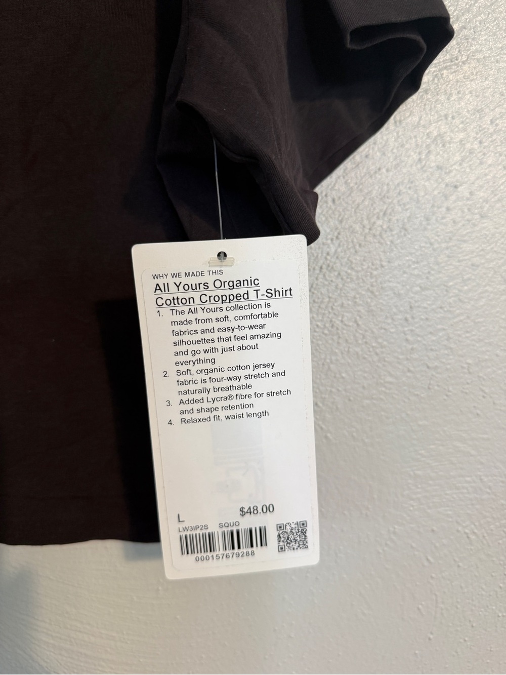 Lululemon All Yours Organic Crop Tee - Dark Brown (Sequoia) - Picture 2 of 4